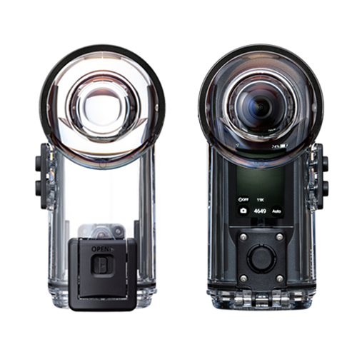 360度カメラ　RICOH THETA V  と自撮り棒、水中用ケース付き